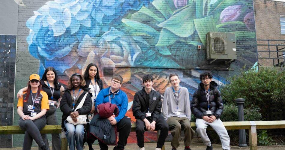A group of learners in public