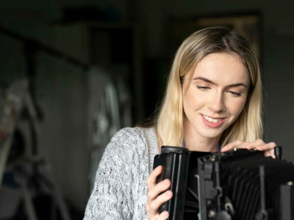 Student preparing a camera