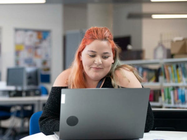 Student working in the E-Hub