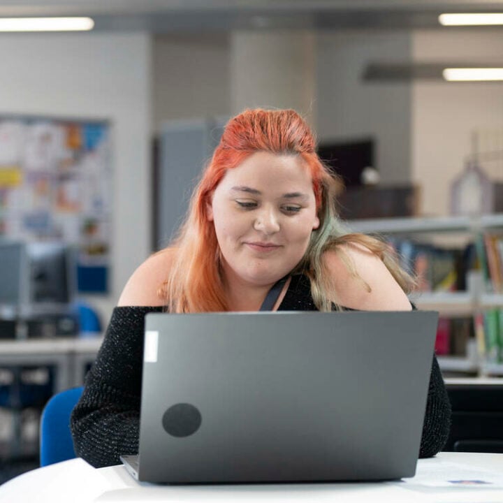 Student working in the E-Hub