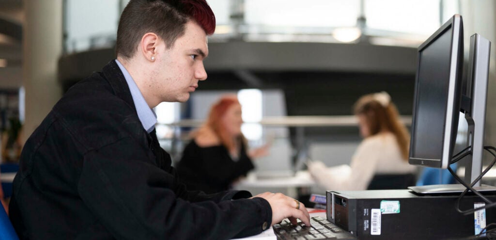 Computing student working