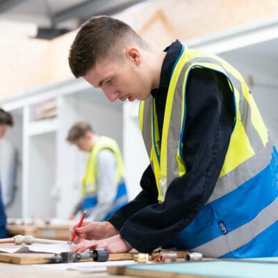 Plumbing student working