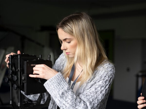 Student preparing a camera