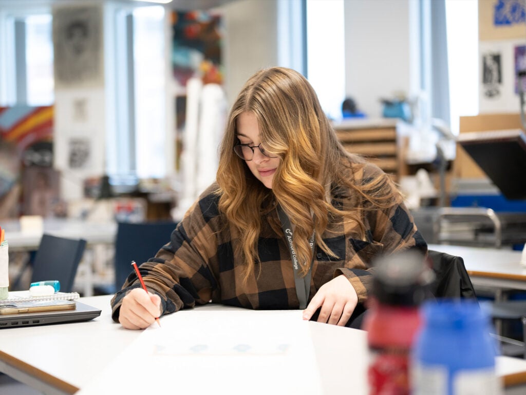 art and design student drawing