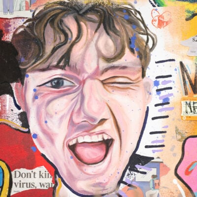 Ashford student artwork of a face.