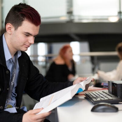 Student working in the E-Hub