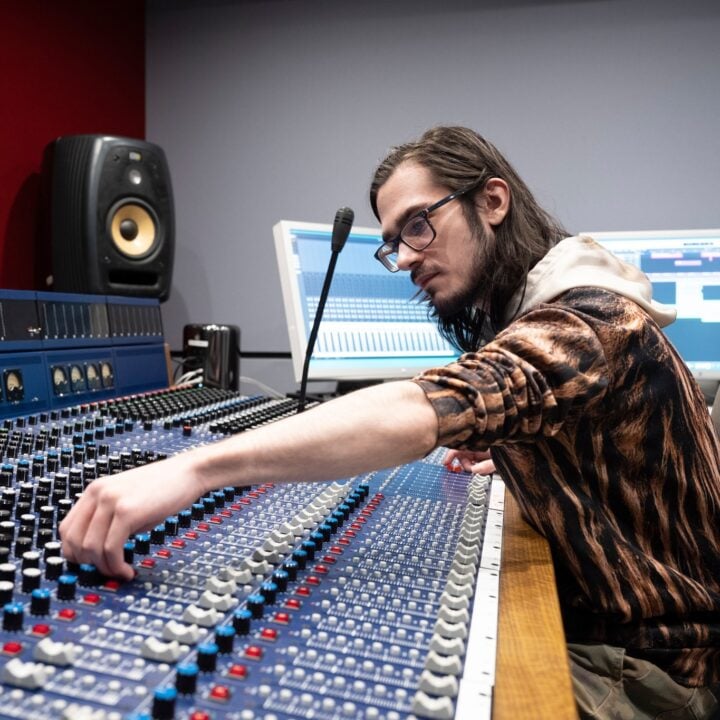 Music student working on a switchboard