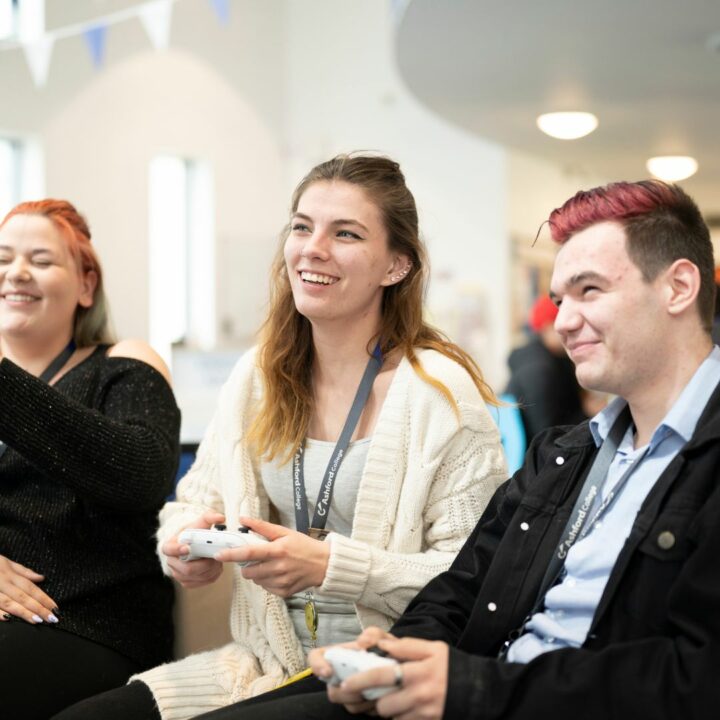 Students socialising in student centre