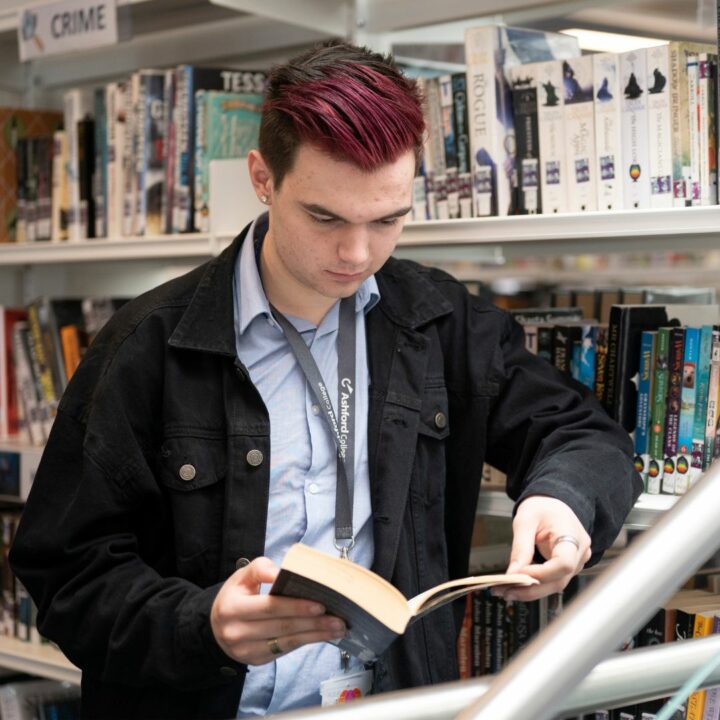 Student reading a book