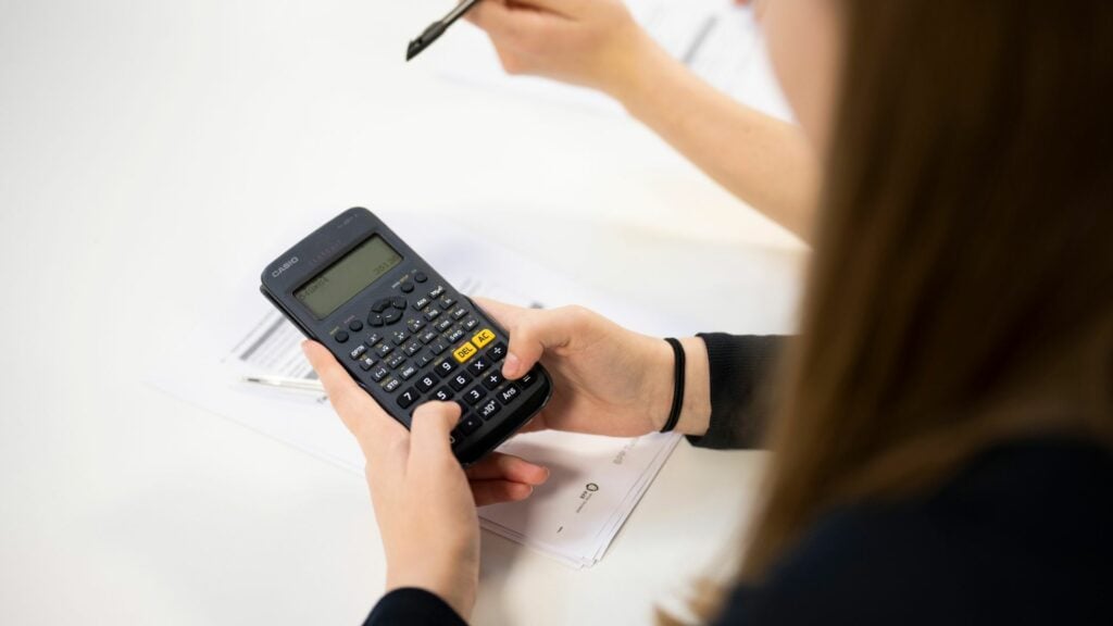 Student using calculator