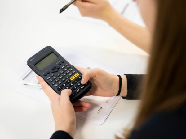 Student using calculator