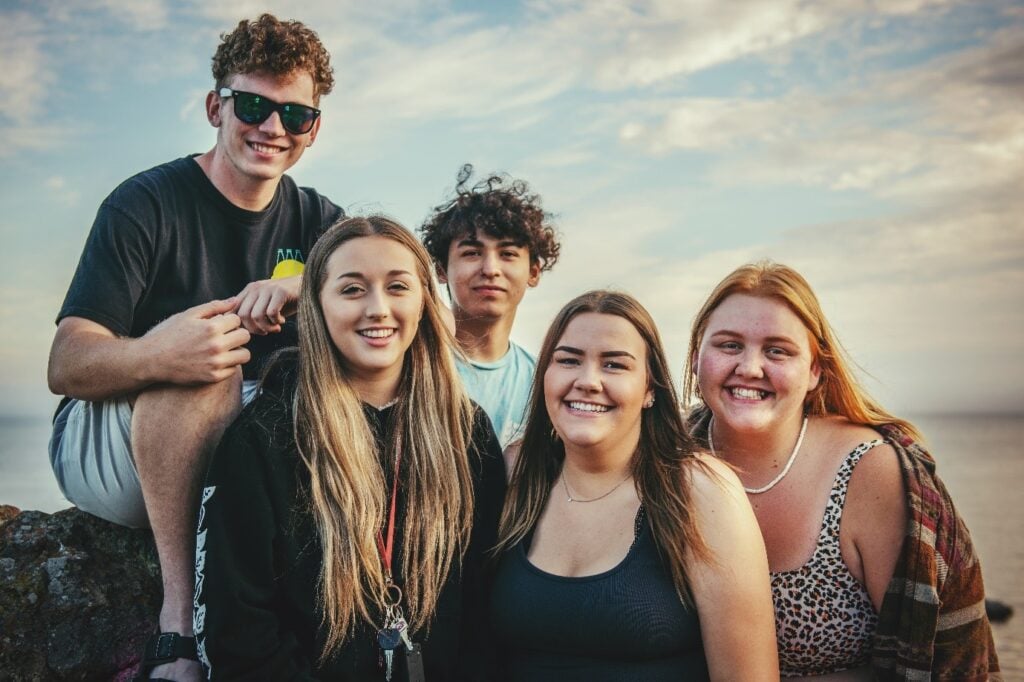 group of teenage students