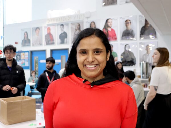 Student smiling at camera