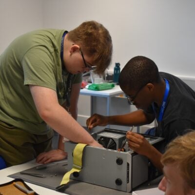 T level students work on computer hard ware