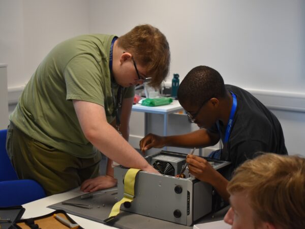 T level students work on computer hard ware