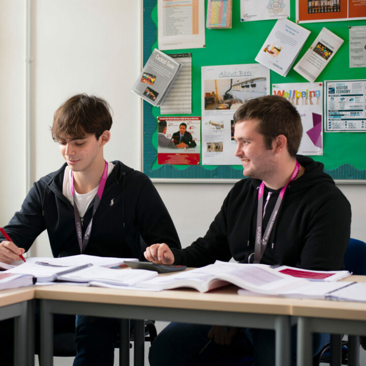 Students working in classroom