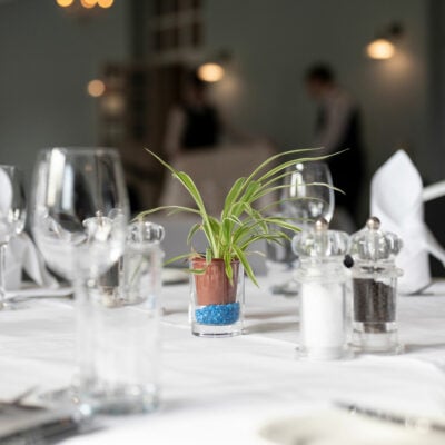 a fine-dining display at a table in the Yarrow