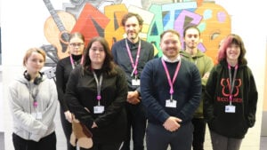 Students pictured with Principal and lecturer