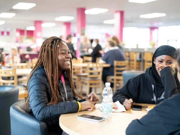 Students sat in the refectory