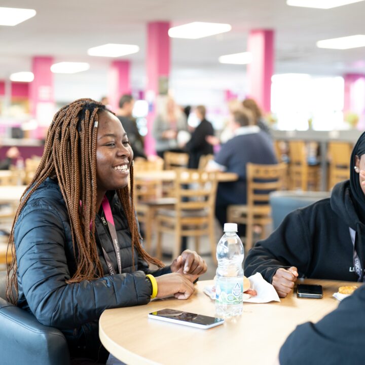 Students sat in the refectory