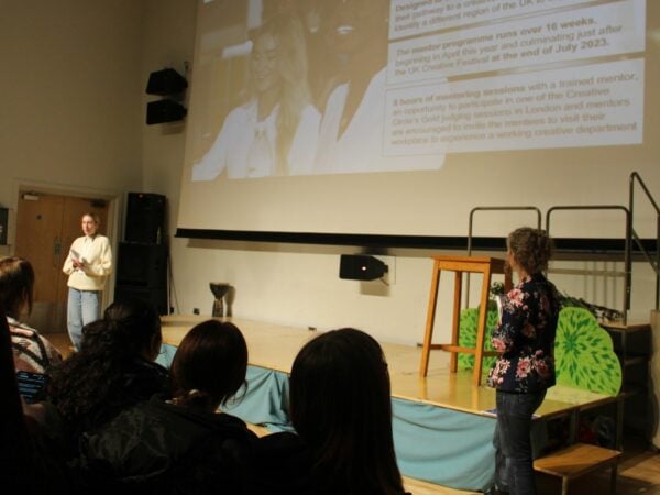 Student talk in the Michael Wright Lecture Theatre at EKC Broadstairs College