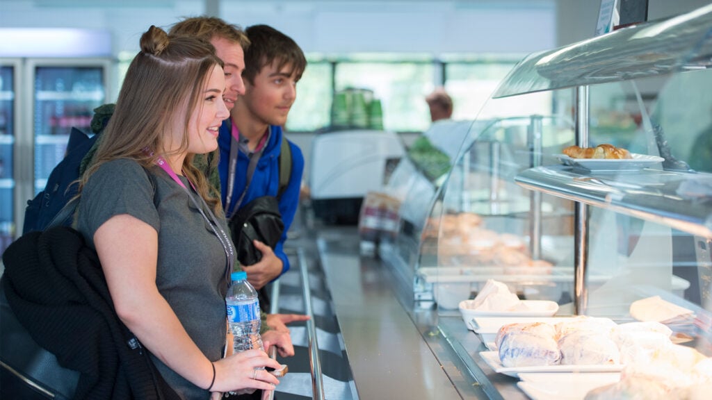 Students ordering food in the Refectory at EKC Broadstairs College