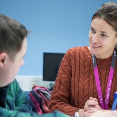 Tutor supporting Foundation and Inclusive Learning student