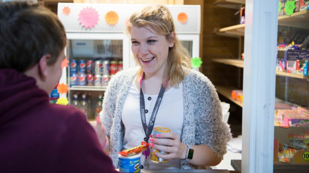 Foundation and Inclusive Learning students in College shop