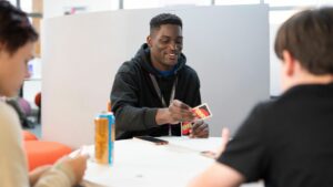 Students playing cards