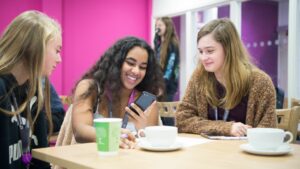 Group of students in the college cafe