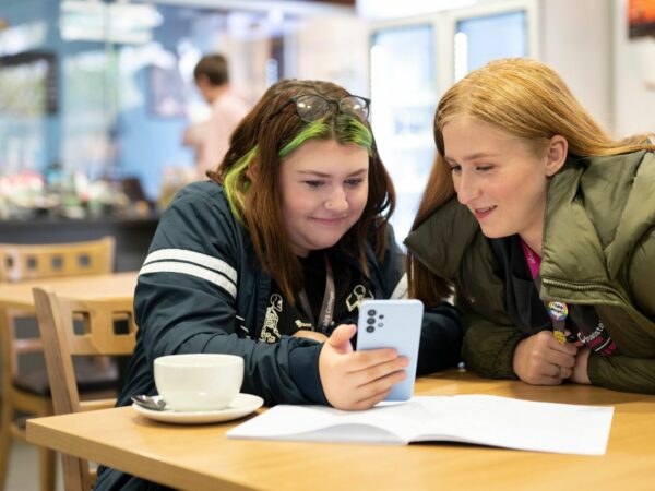 Students in the college cafe