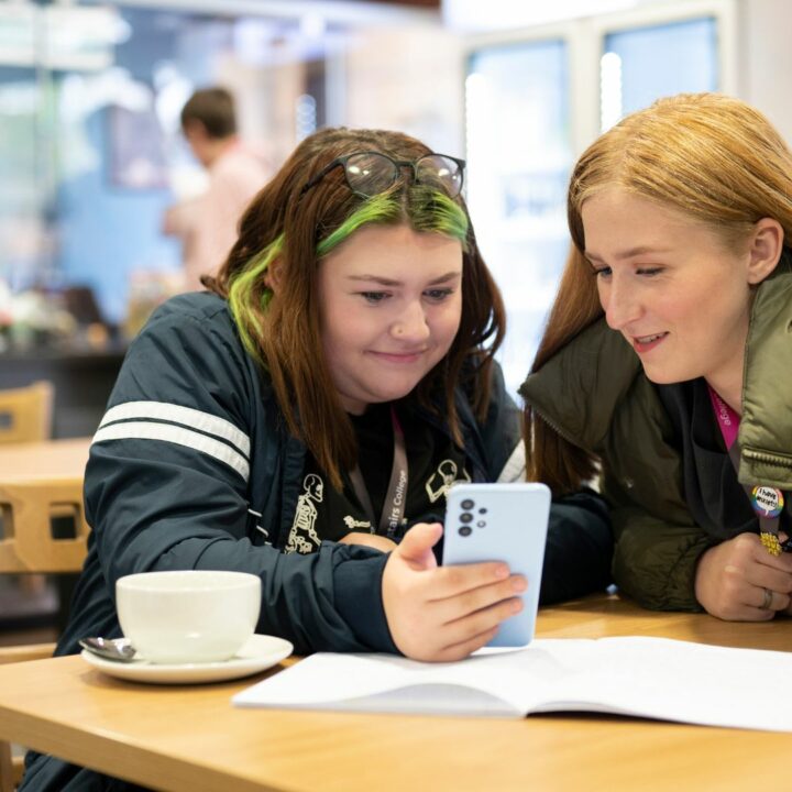 Students in the college cafe