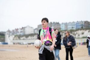 EKC Broadstairs College student at Viking Bay in Broadstairs