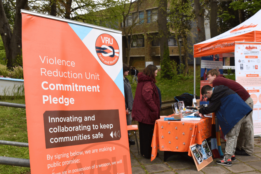 a photo of a banner about Violence Reduction Unit