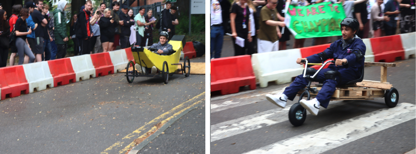 students in a soapbox race