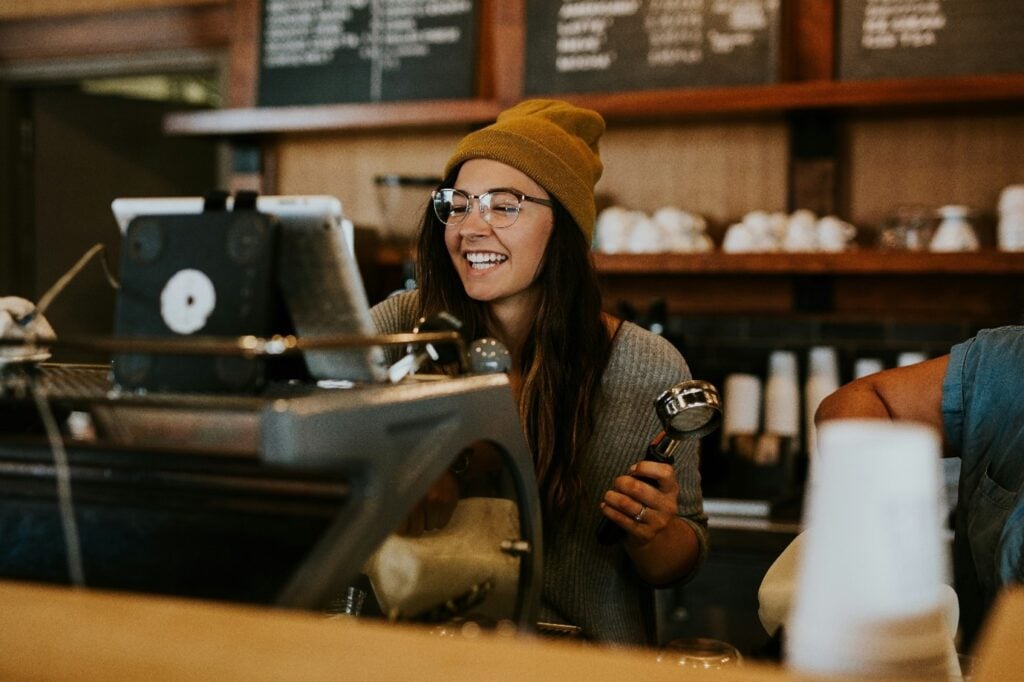 Barista making a coffee