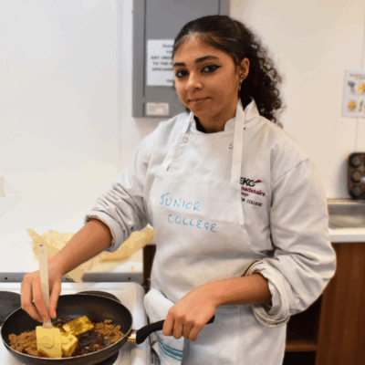 junior college student in a student kitchen
