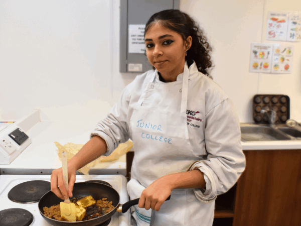 junior college student in a student kitchen