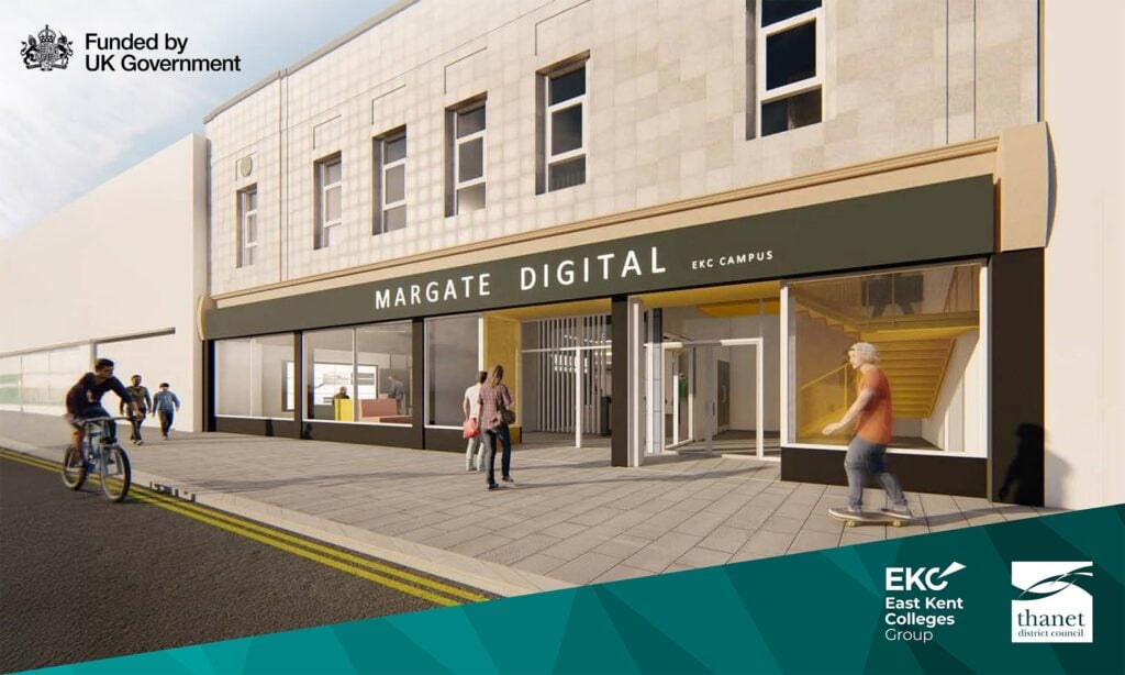 CGI image of the outside of college campus