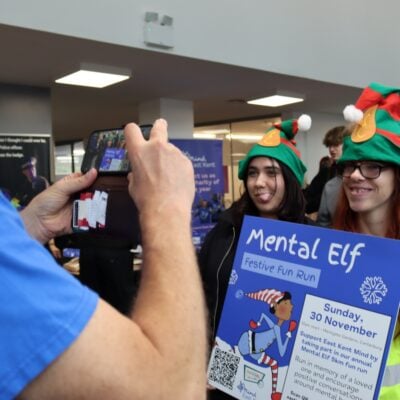 students pose for a photo at freshers fair