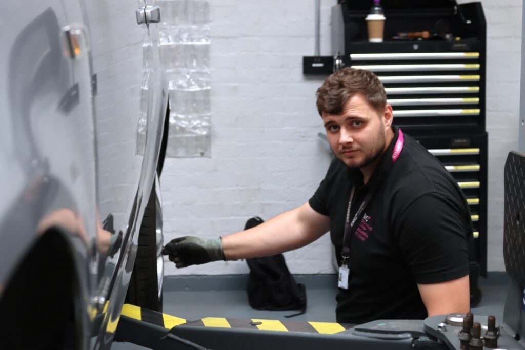 Aaron in the Adult Automotive course