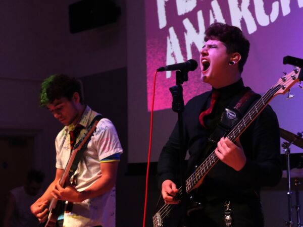 music student performs in punk show