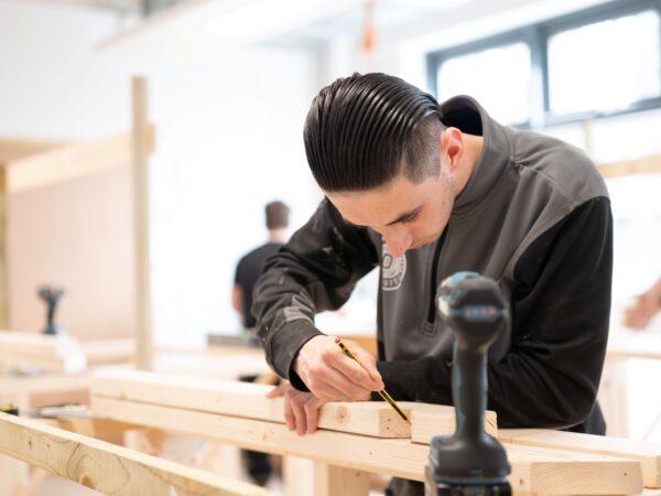 Carpentry student in the workshop