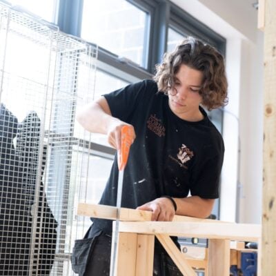Carpentry student in workshop at EKC Broadstairs College