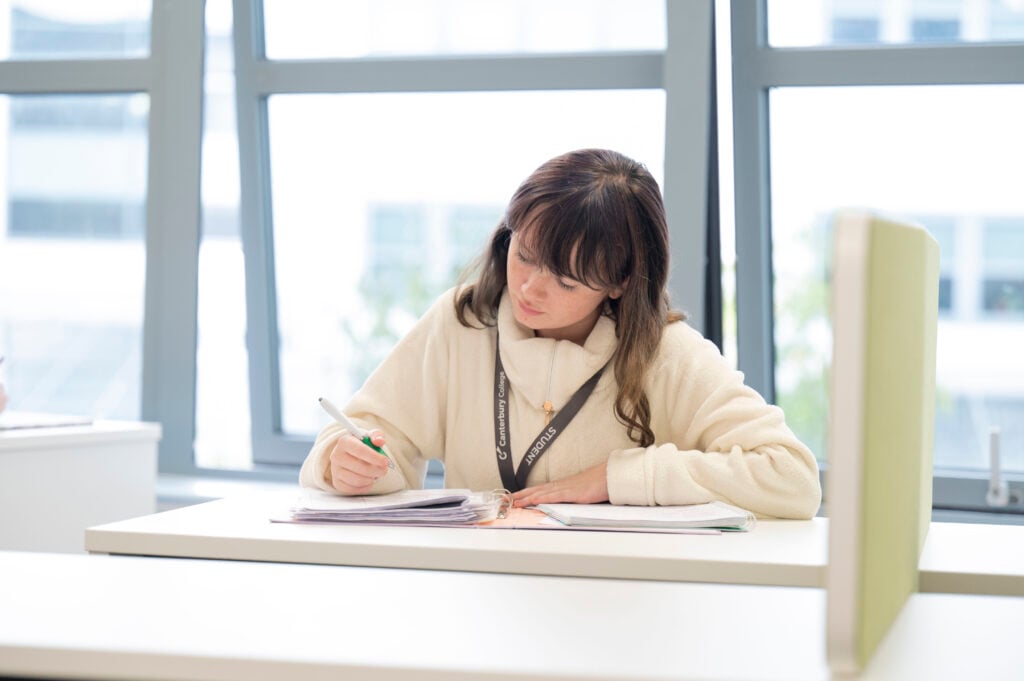 A Levels student working