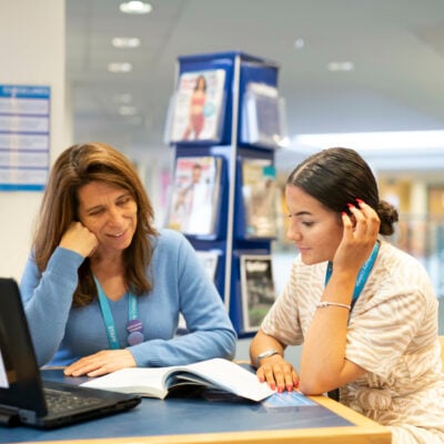 Students using the Learning resource centre to study
