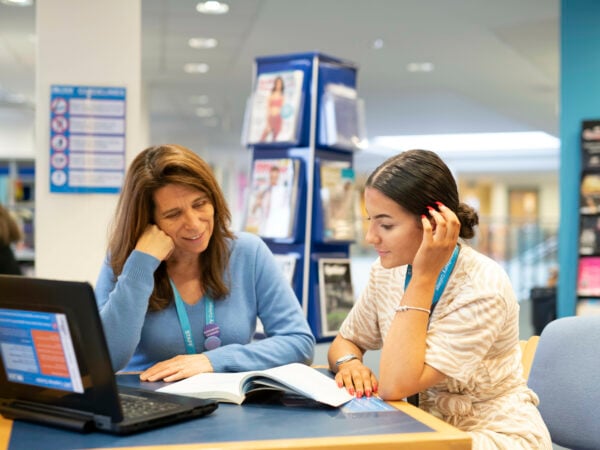 Students using the Learning resource centre to study