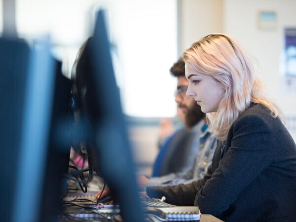 Students using the computers in the Learning Resource Centre