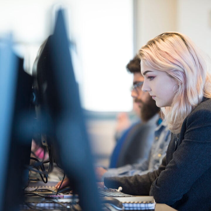 Students using the computers in the Learning Resource Centre