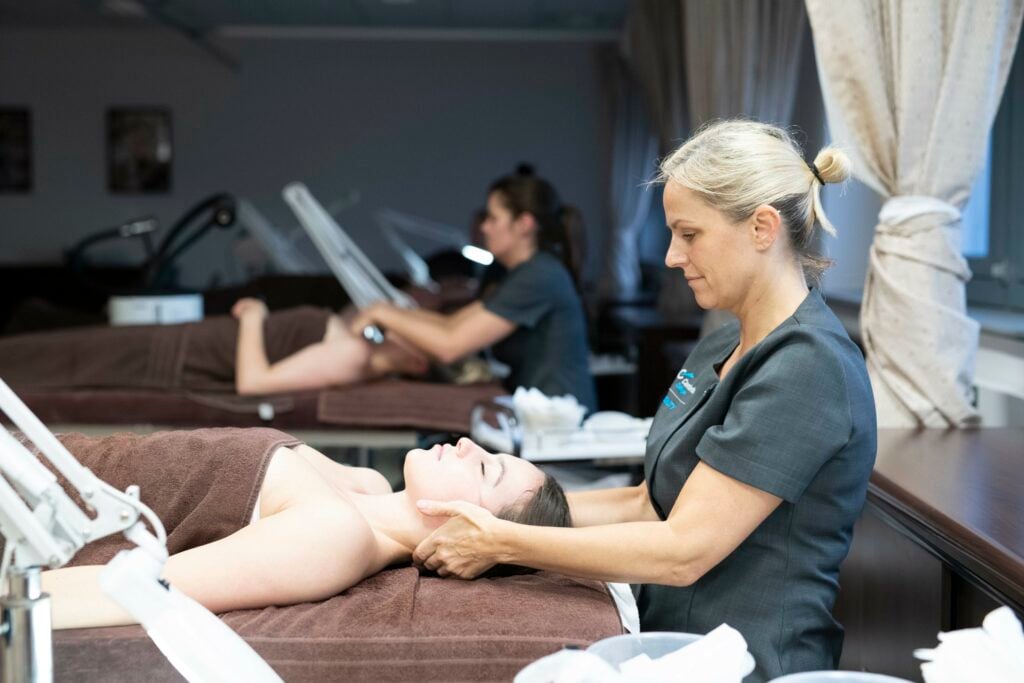 Beauty students working in the salon